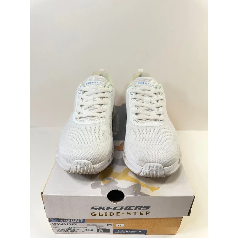Skechers Women's Go Walk Glide Step 2.0 Kristee Sneaker, White/Blue, 8